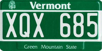 VT license plate XQX685