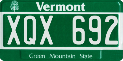 VT license plate XQX692