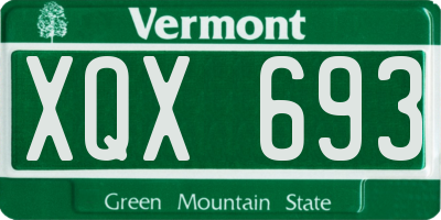VT license plate XQX693