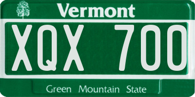 VT license plate XQX700
