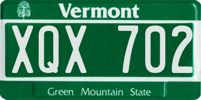 VT license plate XQX702