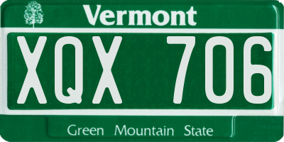VT license plate XQX706