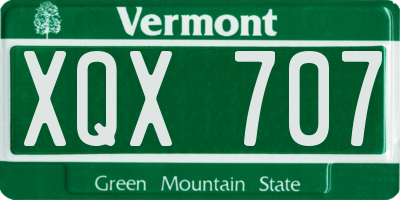 VT license plate XQX707