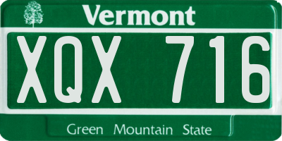 VT license plate XQX716