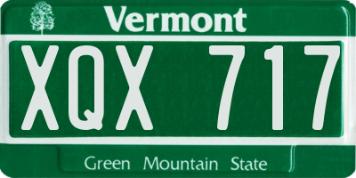 VT license plate XQX717