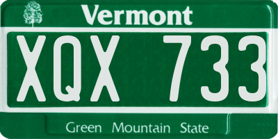 VT license plate XQX733