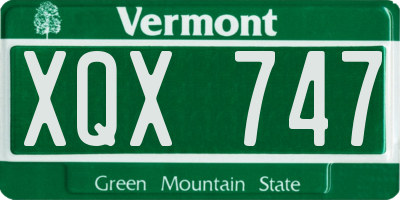 VT license plate XQX747