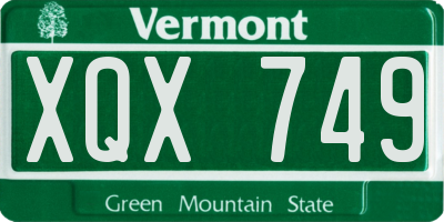 VT license plate XQX749