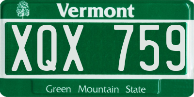 VT license plate XQX759