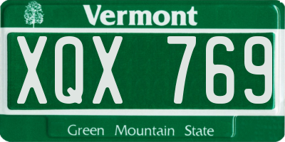 VT license plate XQX769