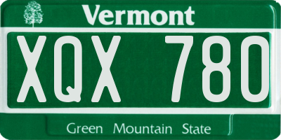 VT license plate XQX780