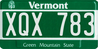 VT license plate XQX783