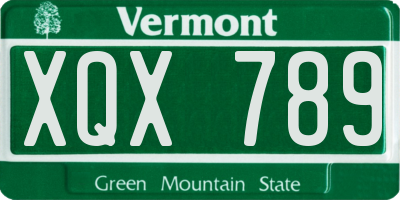 VT license plate XQX789