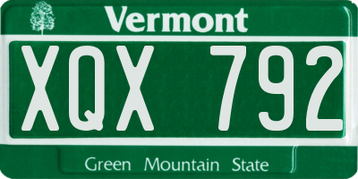 VT license plate XQX792