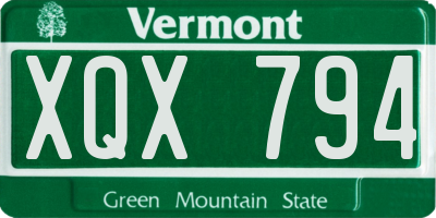 VT license plate XQX794
