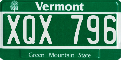 VT license plate XQX796