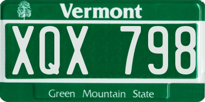 VT license plate XQX798