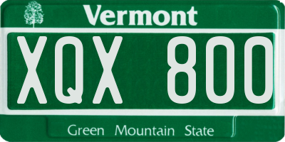 VT license plate XQX800