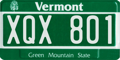 VT license plate XQX801