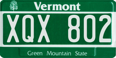 VT license plate XQX802