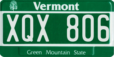 VT license plate XQX806
