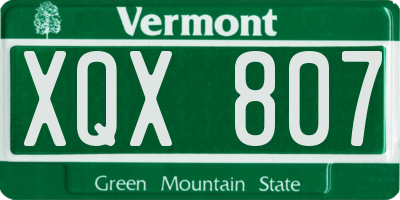 VT license plate XQX807