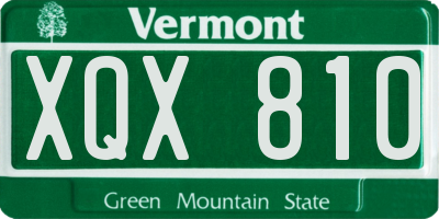 VT license plate XQX810