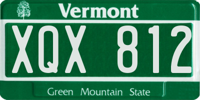 VT license plate XQX812