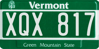 VT license plate XQX817