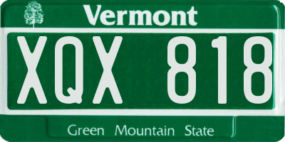 VT license plate XQX818
