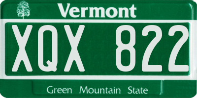 VT license plate XQX822