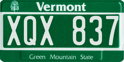 VT license plate XQX837