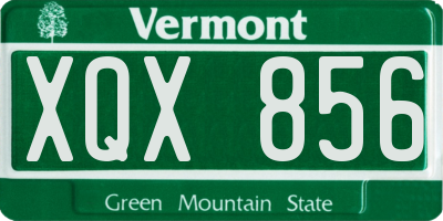 VT license plate XQX856
