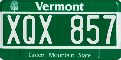 VT license plate XQX857