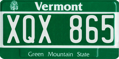 VT license plate XQX865