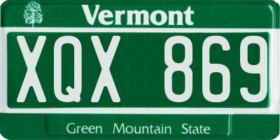 VT license plate XQX869