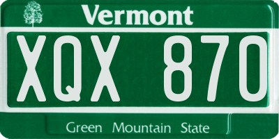 VT license plate XQX870