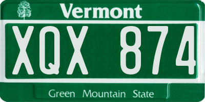 VT license plate XQX874