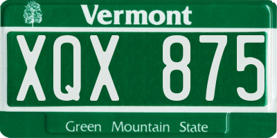 VT license plate XQX875