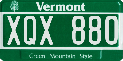VT license plate XQX880