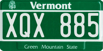 VT license plate XQX885