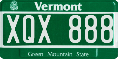 VT license plate XQX888