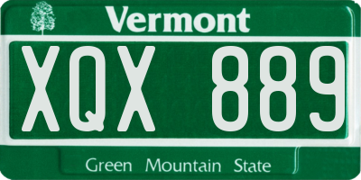 VT license plate XQX889