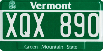 VT license plate XQX890