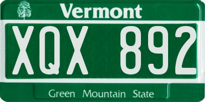 VT license plate XQX892