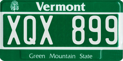 VT license plate XQX899