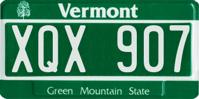 VT license plate XQX907