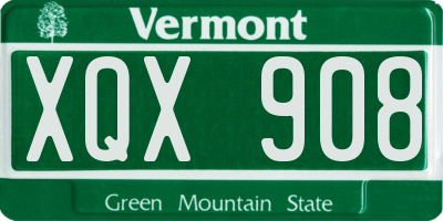 VT license plate XQX908