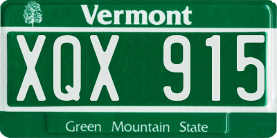 VT license plate XQX915