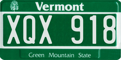 VT license plate XQX918